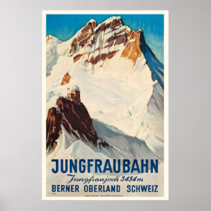 Poster JungfrauBahn Bernois Oberland Suisse Vintage