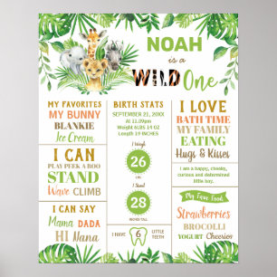 Poster Jungle Animaux 1er Anniversaire Jalon Statistiques