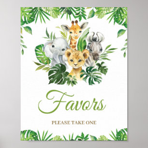 Poster Jungle Animaux Baby shower verdoyant Anniversaire 