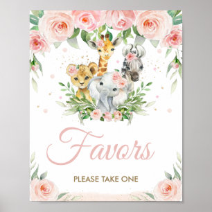 Poster Jungle Animaux Safari Blush Rose Floral Faveurs