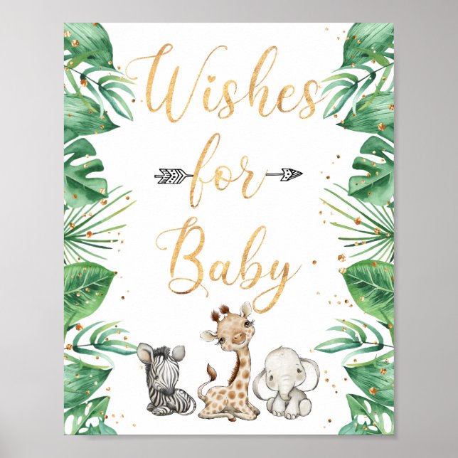Poster Jungle Animaux Safari Voeux pour bébé (Devant)