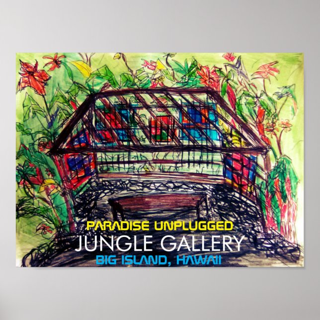POSTER JUNGLE GALLERY GRANDE ÎLE, HAWAII (Devant)