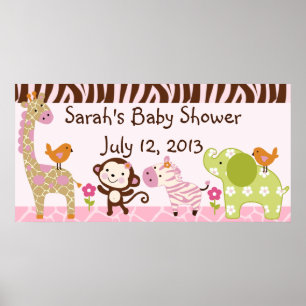 Poster Jungle Jill/Girls Animals Baby shower Poster/Banni