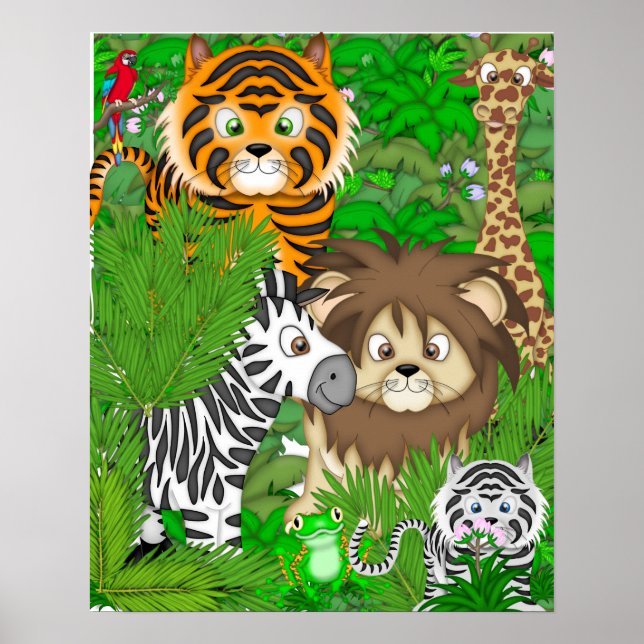 POSTER JUNGLE MURAL POUR CHAMBRE ENFANTS (Devant)