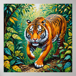 Poster Jungle Prowler - Tigre en Gond Art