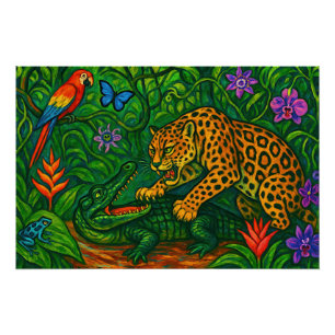 Poster "Jungle Rivals" - Portrait coloré de la faune
