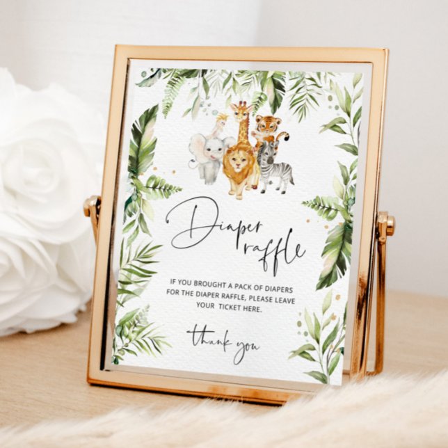 Poster Jungle safari animaux diaper tombola (Créateur téléchargé)