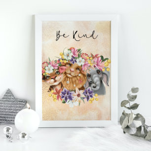 Poster Jungle Safari baby shower saule aquarelle or