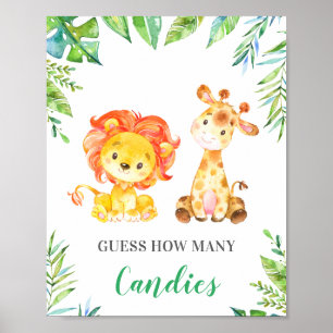 Poster Jungle Safari Devine Combien De Candies Baby showe