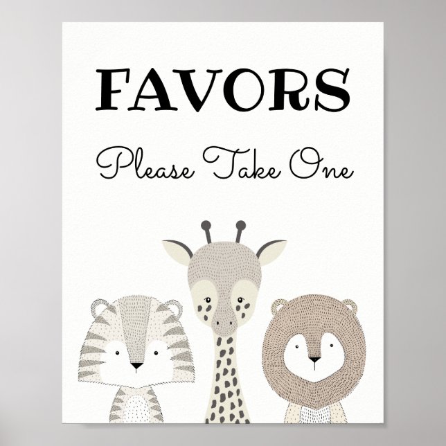 Poster Jungle Safari Favorisera Baby Birthday Candy Bar (Devant)