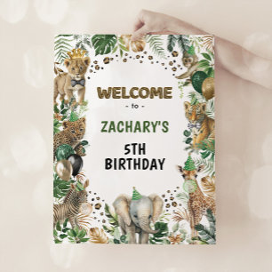 Poster Jungle Safari Fête sauvage Animaux Anniversaire Bi