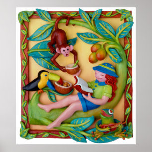 Poster Jungle Safari Girls Room