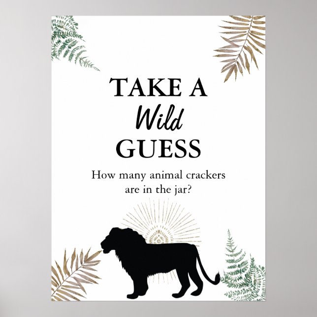Poster Jungle Safari Lion Animal Party Deviner jeu (Devant)