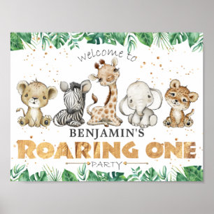 Poster Jungle Safari Roaring Un 1er anniversaire