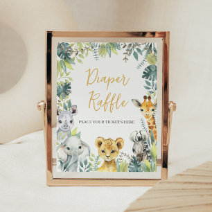 Poster Jungle Safari Wild Un Baby shower Déchets Raffle