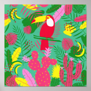 Poster Jungle sauvage tropicale Paradise Toucan Aquarelle