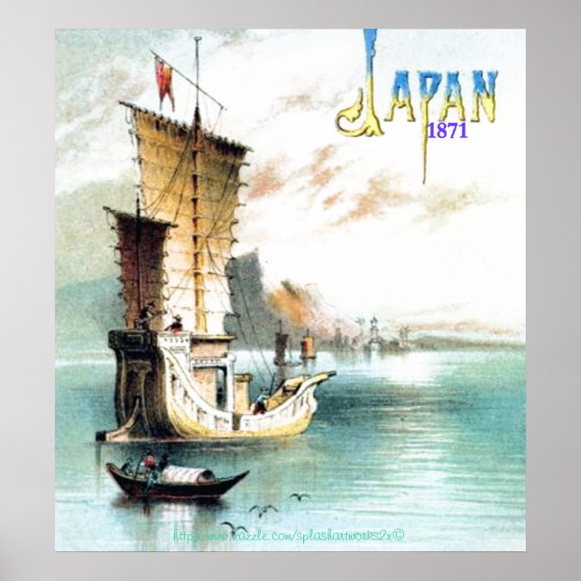 Poster "Junk japonais Vintage-1871," (Devant)