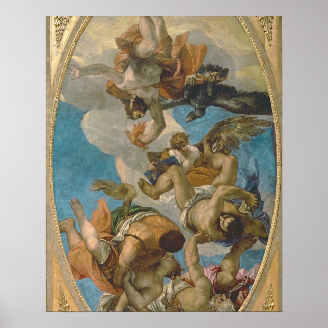 Poster Jupiter Striking Down the Vices (huile sur toile) (Devant)