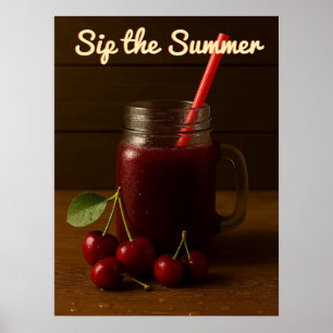 Poster Jus de cerise délice - Siroter l'été