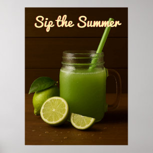 Poster Jus de chaux frais été - Citrus rafraîchissant