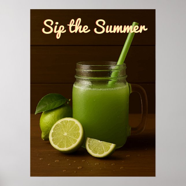 Poster Jus de chaux frais été - Citrus rafraîchissant (Devant)