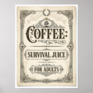 Poster jus de survie au café pour adultes
