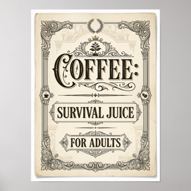 Poster jus de survie au café pour adultes (Devant)