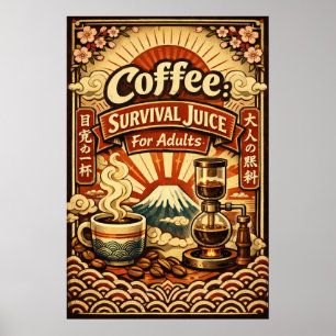 Poster Jus de survie au café pour adultes Retro Japonais