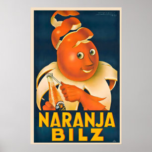 Poster Jus d'orange Naranja Bilz Achille Mauzan Vintage