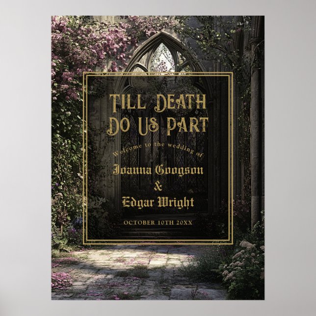 Poster Jusqu'à la mort Gothique Floral Jardin Mariage Bie (Devant)