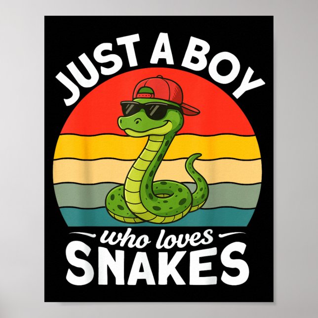 Poster Just A Boy Who Loves Snakes Funny Snake Reptile Ki (Devant)