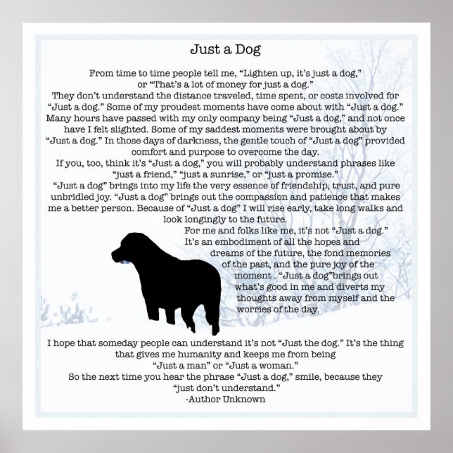 Poster Just A Dog Quota - Black Labrador - Dog Lover Poem (Devant)
