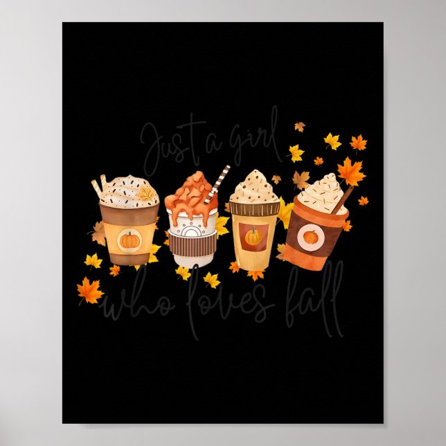Poster Just A Girl Who Loves Fall Pumpkin Football Cozy A (Devant)