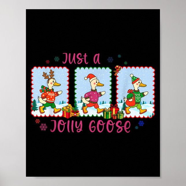 Poster Just A Jolly Goose Christmas Santa Bow Xmas Light  (Devant)