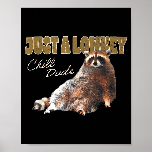 Poster Just A Lowkey Chill Dude Cute Raccoon Funny Meme  (Devant)