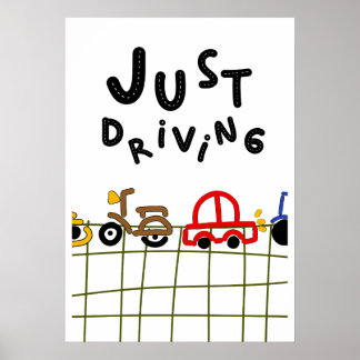 Poster Just Driving - Hand-Drawn Road Trip Aesthetic