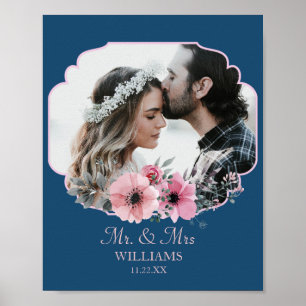 Poster Just Married Photo Portrait Marriage Anniversary