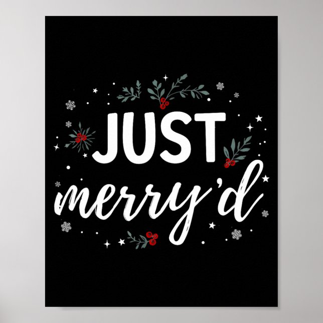 Poster Just Merry'd Matching Christmas Wedding Party Marr (Devant)