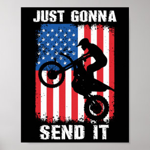 Poster Juste Aller Envoyer Patriote Motocross Dirt Bike D