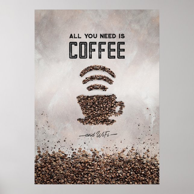 Poster Juste du café et WiFi (Devant)