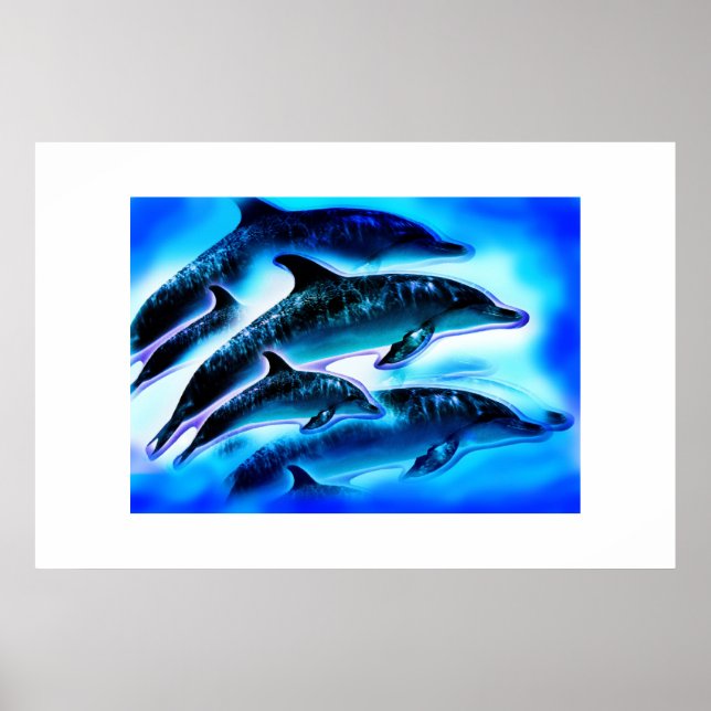 Poster Juste l'art animal des dauphins (Devant)