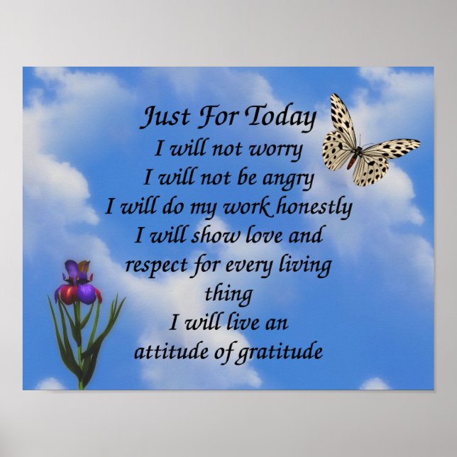 Poster Juste pour aujourd'hui Butterfly Flower Inspiratio (Devant)