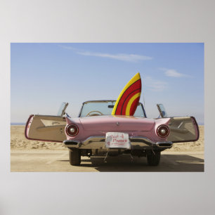 Poster Juste signe et planche de surf mariés