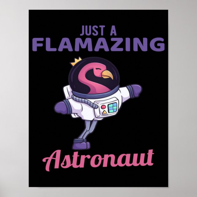 Poster Juste Un Astronaute Flamazateur | Flamant rose Lov (Devant)