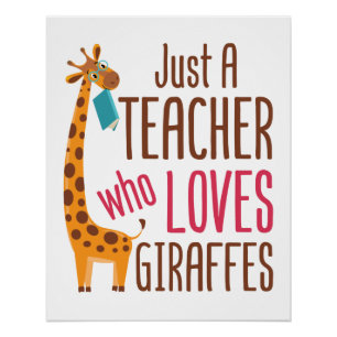 Poster Juste un enseignant qui aime Giraffes Amateur de g