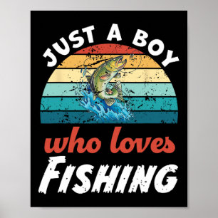 Poster Juste Un Garçon Qui Aime Pêcher Enfants Pêcheurs G