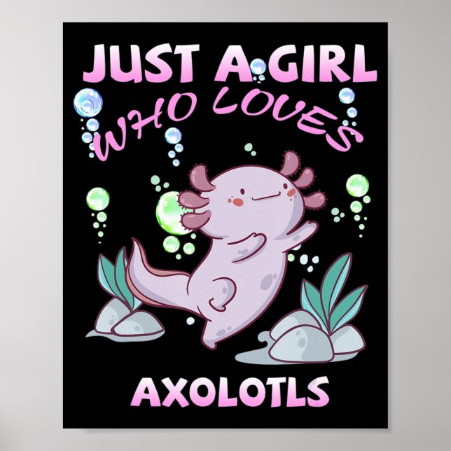 Poster Juste Une Fille Qui Aime Axolotls Anime Kawaii Cad (Devant)