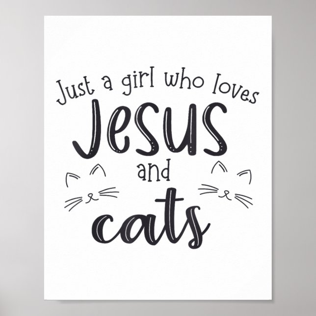 Poster Juste Une Fille Qui Aime Jésus Et Chats _3 (Devant)
