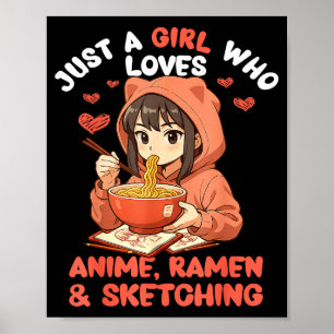 Poster Juste une fille qui aime l'anime ramen et le croqu