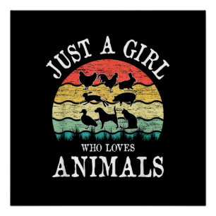 Poster Juste Une Fille Qui Aime Les Animaux - Mignon Et T